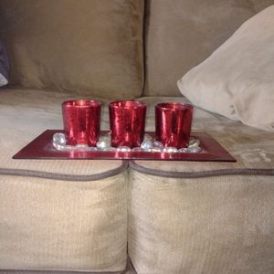 Centerpiece with 3 votives holders and tray